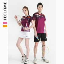 2021 new quick-drying badminton suit womens summer short-sleeved sports suit mens volleyball ball table tennis game suit customization