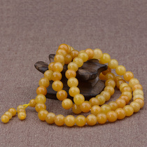 Yellow Dragon Jade necklace Sweater chain Yellow Dragon Jade chanterelle yellow 8M round beads Road pass transit beads pendant necklace