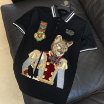 Summer fashion brand polo shirt mens and womens short-sleeved embroidered t-shirt European station crown dog head duke half sleeve Paul lapel