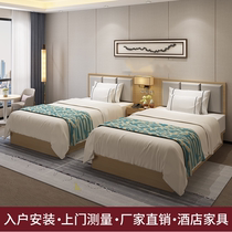 Hotel Furniture Bed Hotel Standard Room Single Bed 18 m Homestay Bedframe Hotel Double Room Bed Full Set Customization