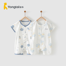 Child Tai Summer 1-18 months Baby male and female baby clothes pure cotton light slim short sleeve closed crotch one-piece khaclothes 2 pieces