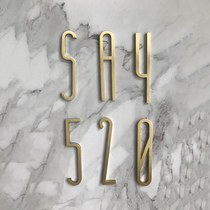Customized creative simple Nordic brass number English door number plate wall decoration listing personality room number