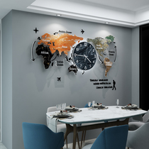 Nordic Net red map clock wall clock living room modern simple hanging creative home fashion light luxury decorative clock