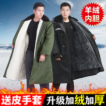 Plus velvet thickened military cotton coat male northeast winter long Lady warm security cold storage cold cotton padded jacket