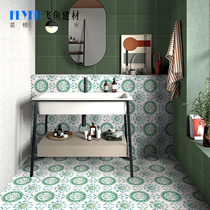 Moroccan light extravagance vintage dark green tiles 200x200 bathroom kitchen balcony non-slip floor tiles