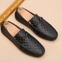 Tide brand Doudou shoes mens leather summer pedal casual shoes Korean version of the trend of all-match mens soft-soled lazy shoes