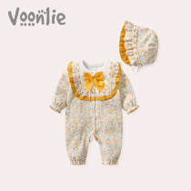 Where hunting baby autumn clothes newborn female baby jumpsuit full moon princess 100 days autumn and winter out
