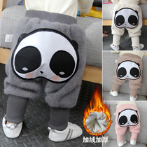 Baby pants wear autumn and winter big pp pants 2 Baby 6 months 8 men and women children autumn clothes Butts plus velvet 1-3 years old