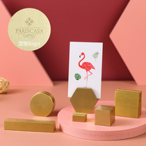 Brass business card holder label clip custom business card box desktop business desk high-grade creative ornaments card holder