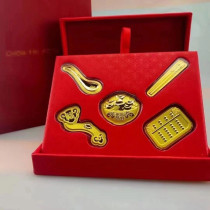 Zhou Jia has the same kind of decoration gold 999 gold bowl chopsticks spoon creative bank real estate tiger year event gift
