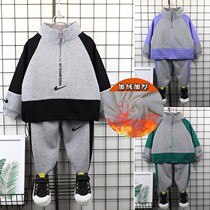 Mens clothing autumn and winter clothing 2021 new color-dressing two-piece Korean sports suit long sleeve pullover sweater tide