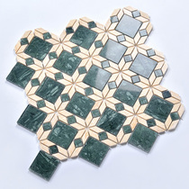 Natural marble retro mosaic tile toilet kitchen balcony dark green Hong Kong style stone non-slip floor tiles