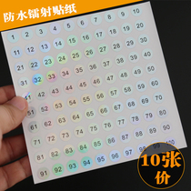 1-100 round number stickers Nail oil color number number stickers Digital label number stickers Page number Laser waterproof