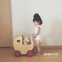 Danish moover genuine baby heart-shaped trolley House doll trolley wooden toy storage