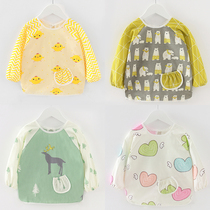 Pure cotton baby eating bib baby gown summer autumn winter children long sleeve apron boys and girls Anti-dressing waterproof