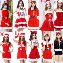 Special Christmas dress womens long sleeve short sleeve suspenders hooded split cute sexy Santa performance