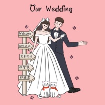 Hand-painted wedding avatar illustrator invites Cambodia to design Katong comic book hand-painted wedding photo Man-shaped greeting card customization