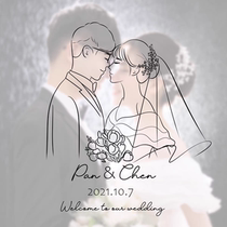 Hand-painted avatar lovers cartoon character line logo real person photo to hand-painted tattoo stick figure custom avatar