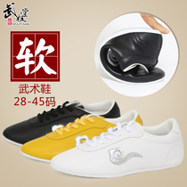 Wujitang Taiji shoes martial arts shoes beef tendons for men and women morning training children Spring and Autumn Winter auspicious cloud ultra-fiber leather White Black