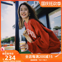 Zhang Zixuan CheriZ American retro red clothes female spring and autumn thin model 2021 New loose oversize