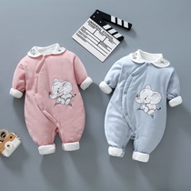  Newborn baby clothes spring and autumn and winter clothes clip cotton mens thin cotton out-of-home suit thickened female baby western style one-piece