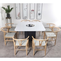 Simple Square full marble hot pot table table and chair combination hot pot restaurant string incense spicy spicy farmhouse hotel Commercial
