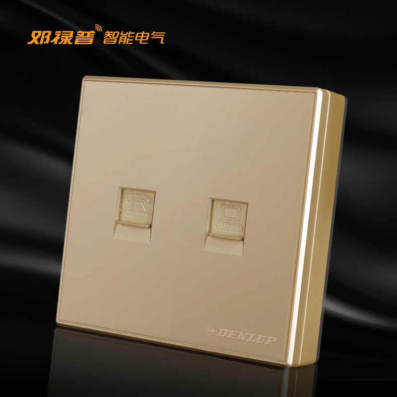Open Switch Socket Panel 86 Ultra-thin Wide Band Socket for Household Champagne Golden Wire Telephone Network