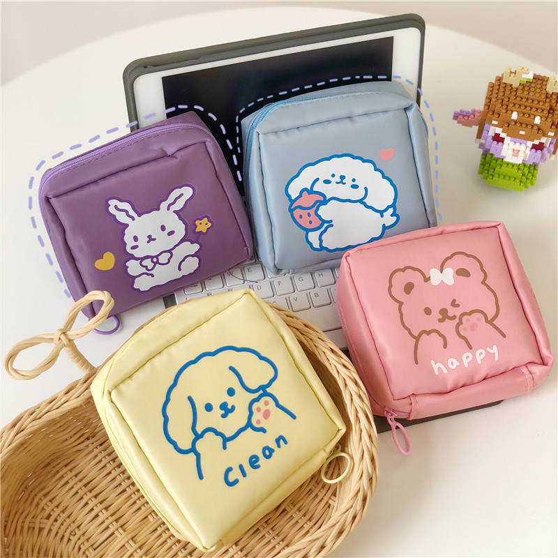 South Korea ins cute girl heart aunt towel tampon portable cartoon storage bag large capacity storage bag students