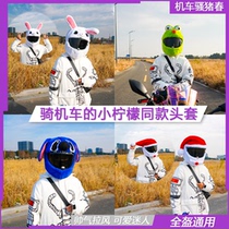 Helmet Cover Plush Rabbit Head Cover Plush Stitch Big Eyes Plus Velvet Halloween Pumpkin Head Cover Motorcycle