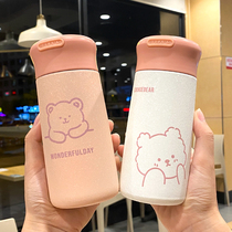 Korean exquisite bear thermos cup Children ins cute girl heart water cup Student simple handy cup creative cute