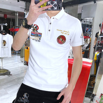 European station 2021 summer new mens trendy brand slim European goods lapel short-sleeved T-shirt badge embroidery polo shirt