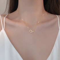 Korean counter ring buckle sterling silver necklace female niche design sense advanced 2021 New clavicle jewelry tide