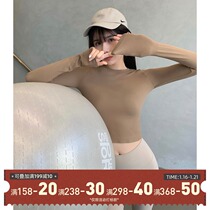 JumpingCat Fitness Clothing Women Long Sleeve Round Neck Skinny Running Sport T-shirt Seamless High-performance Yoga Top