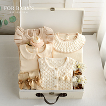Newborn gift box autumn and winter suit female baby Full Moon gift baby newborn one year old with hand Hundred Days gift skirt supplies