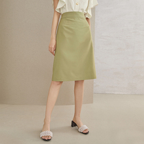 Fan Si Lanen 201028 temperament split skirt womens summer and autumn mid-length high-waist a-line skirt professional one-step skirt