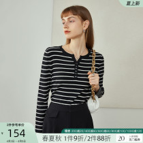 Van Thainen 213197 Striped T-shirt 2021 New Womens Dress Blouse Slim Fit Spring Autumn Long Sleeve Hooded Sweatshirt