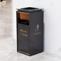 Lobby trash can commercial Villa Hotel vertical ashtray elevator entrance trash can mall stainless steel leather box