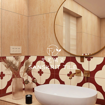 Sanskrit indoor abject wind retro red tiles balcony patio parquet piece kitchen bathroom tile