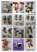 Methanol red handle all copper oil valve diesel stove valve alcohol oil stove glass oil valve cross copper valve switch accessories