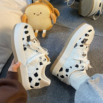 Huili cow small white shoes women autumn and winter thick soles wild ugly big head shoes Japanese cute ins Tide Sports Board Shoes