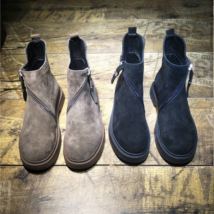 Womens shoes personality oblique zipper low heel women autumn and winter