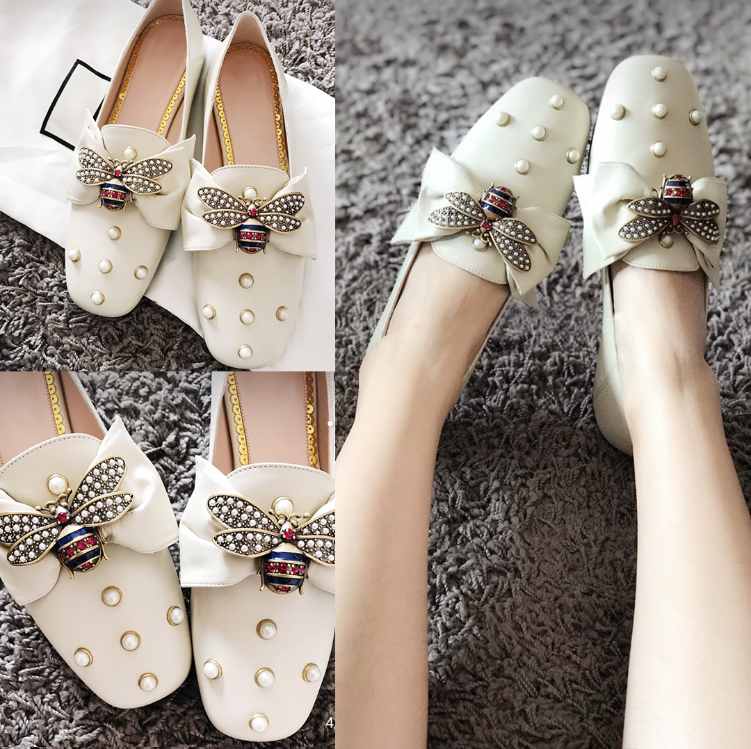 Womens shoes pearl square head flat set feet apricot color 2 wear single shoes