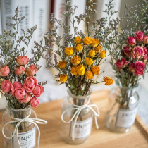 Buy three get one free dried flower with vase] combination forget-me-not gypsophila rose eucalyptus nordic ornaments