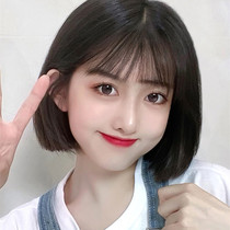 Wig female short hair net red round face wave head full head cover type natural girl student fluffy realistic new wig set