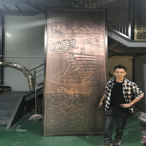 Metal custom stainless steel screen partition background wall entry room new Chinese rockery decoration hotel front desk