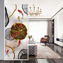 Tempered art glass screen living room entrance modern simple nine fish picture small flat frosted cover partition