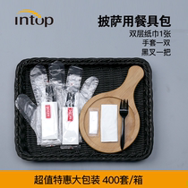 Disposable cutlery bag set combination pizza shop with takeaway packing table three sets can be customized 400 sets
