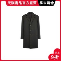SOLID HOMME DARK gray pure cashmere neat cut fashion casual mens medium-long wool coat