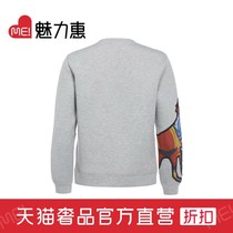 blackgateone gray crew neck printing mens long-sleeved casual fashion sweater fashion brand handsome