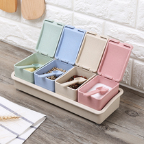 Wheat stalk salt and sugar seasoning box Household kitchen seasoning box Material combination set European seasoning tank Salt tank material box